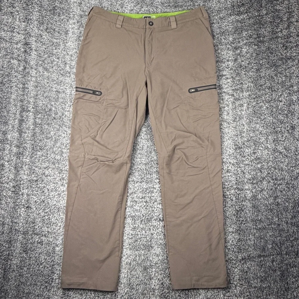 REI Men's‎ Cargo Hiking Pants 36W 32L Nylon Stretch Zip Pockets Outdoor Trail